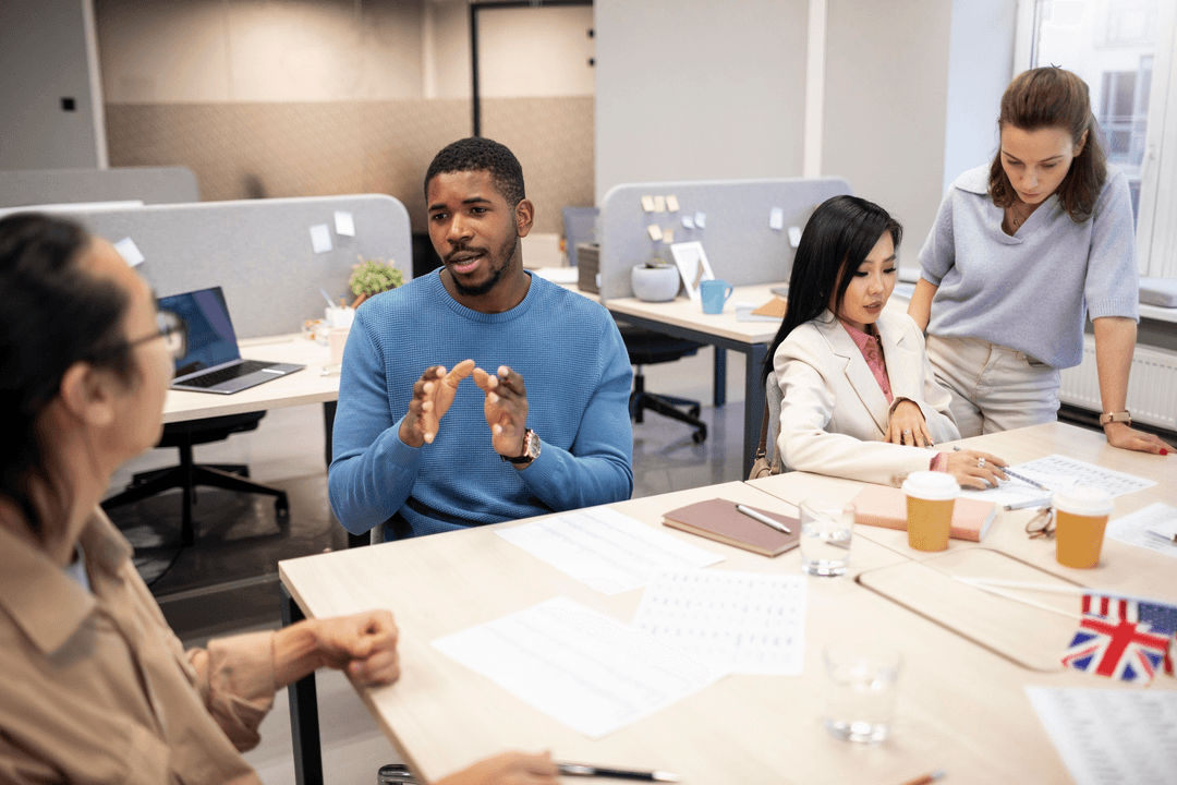 Creative brainstorming session with diverse team